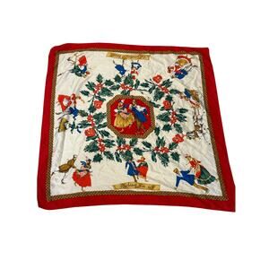 Christmas Victorian Scarf Shaw Skaters Holiday Festive Red Green Winter 34x34